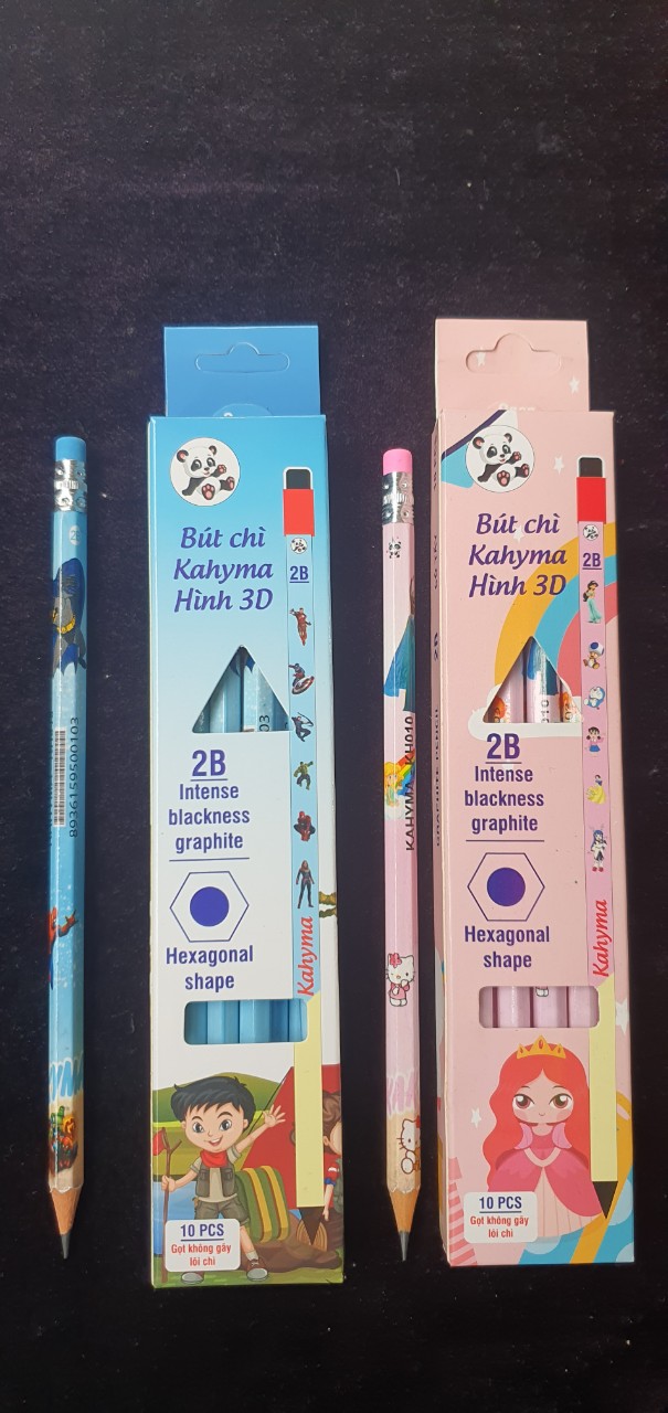 Bút chì 2B hình 3D, có tẩy